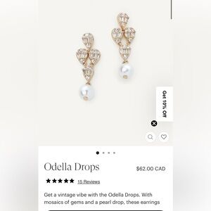Gold 14k Plated Earrings - Odella Drops  Olive & Piper - Crystal Accent